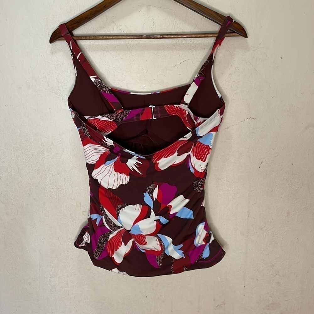 Athleta Square Neck Size 34D/DD Hero Bloom Decadent Chocolate Tankini Top - Picture 7 of 9
